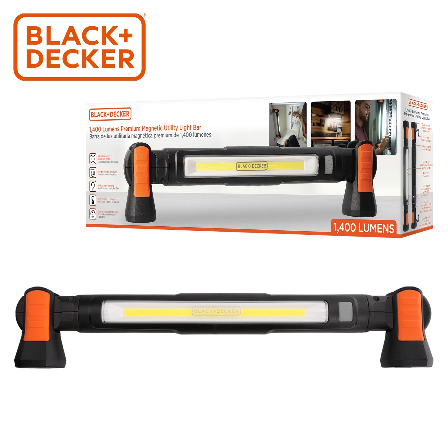 BLACK+DECKER® 1,400 Lumens Premium Magnetic Utility Light Bar