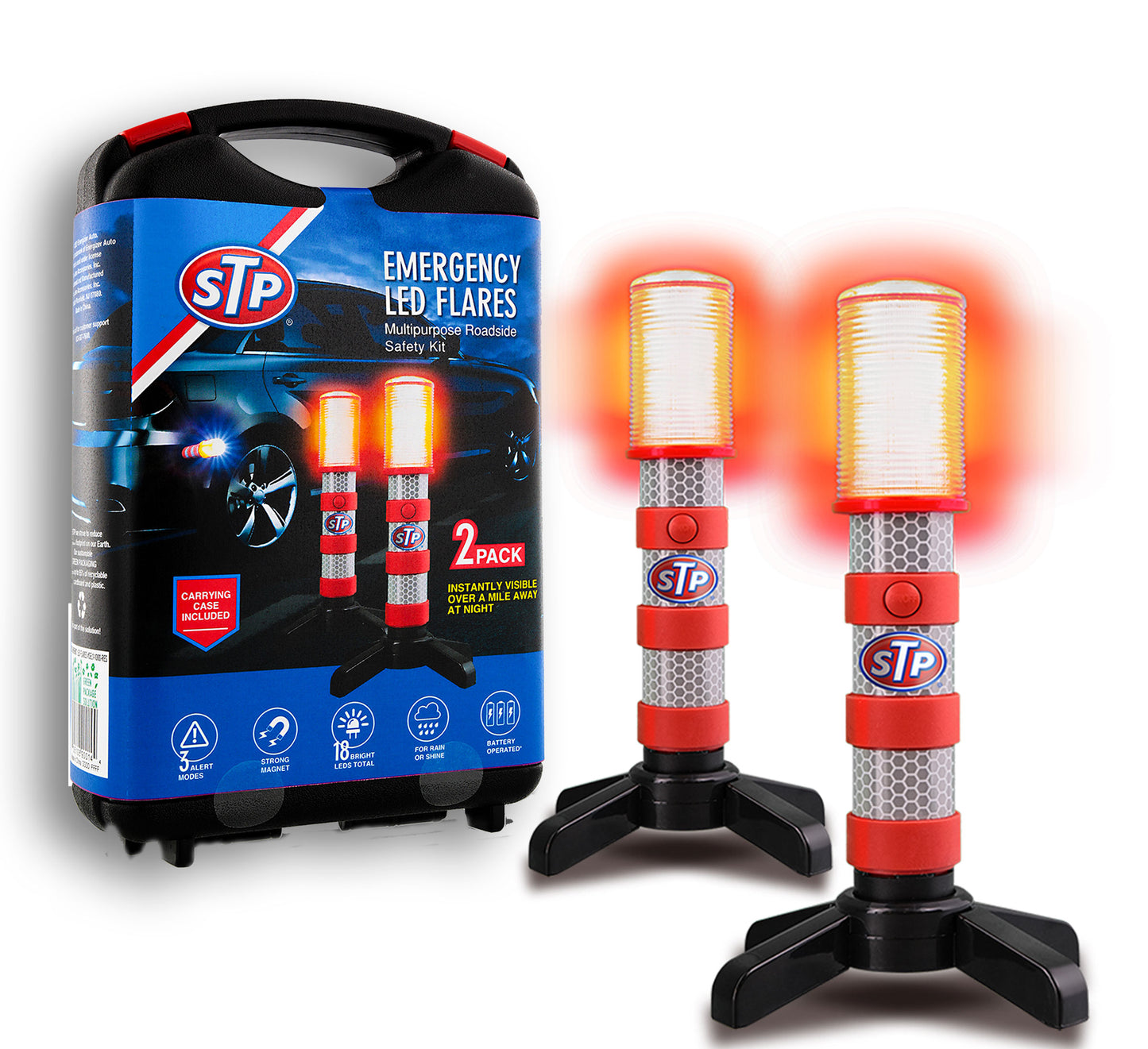 STP® Magnetic LED Emergency Flare 2pk Kit