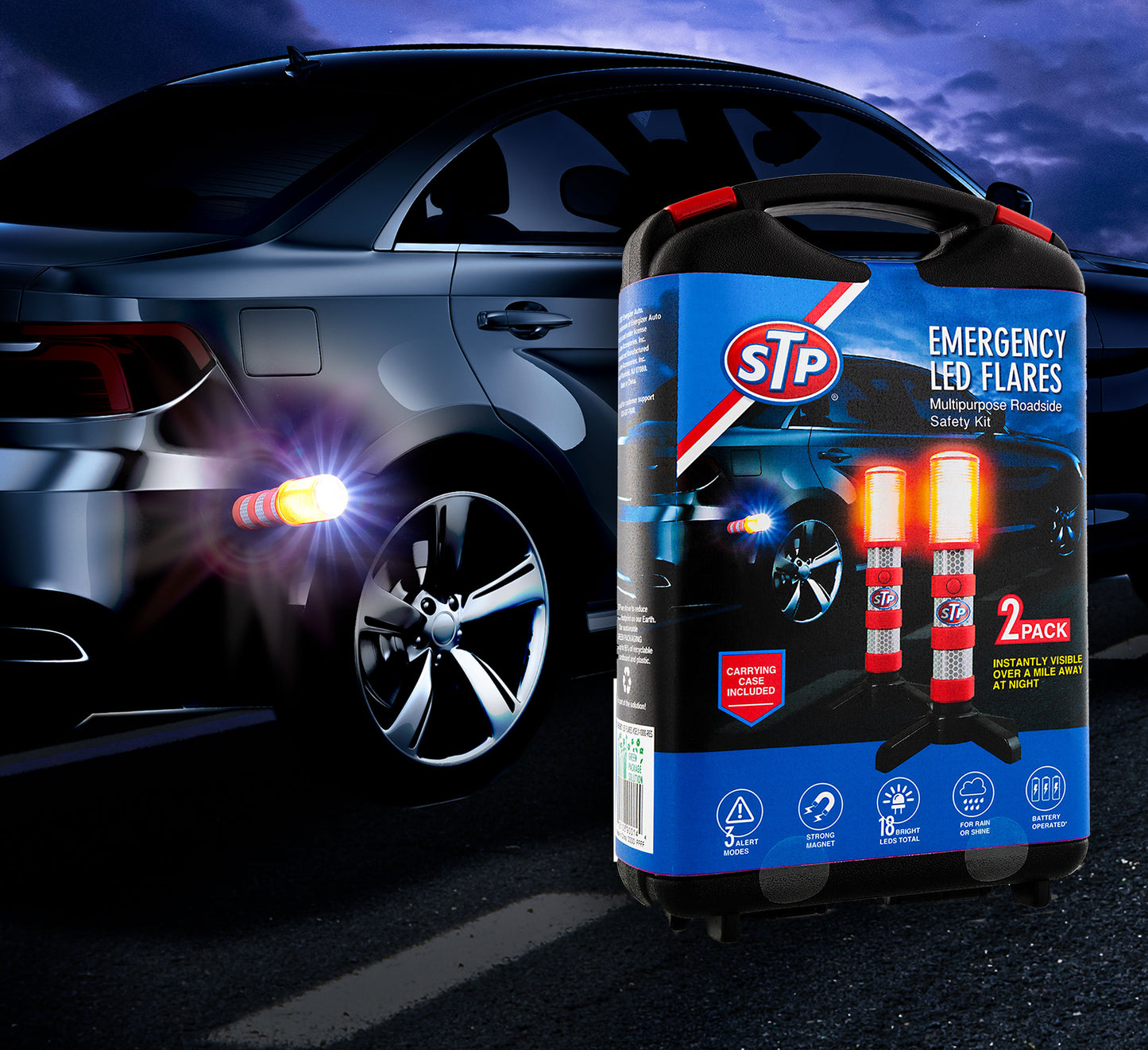 STP® Magnetic LED Emergency Flare 2pk Kit