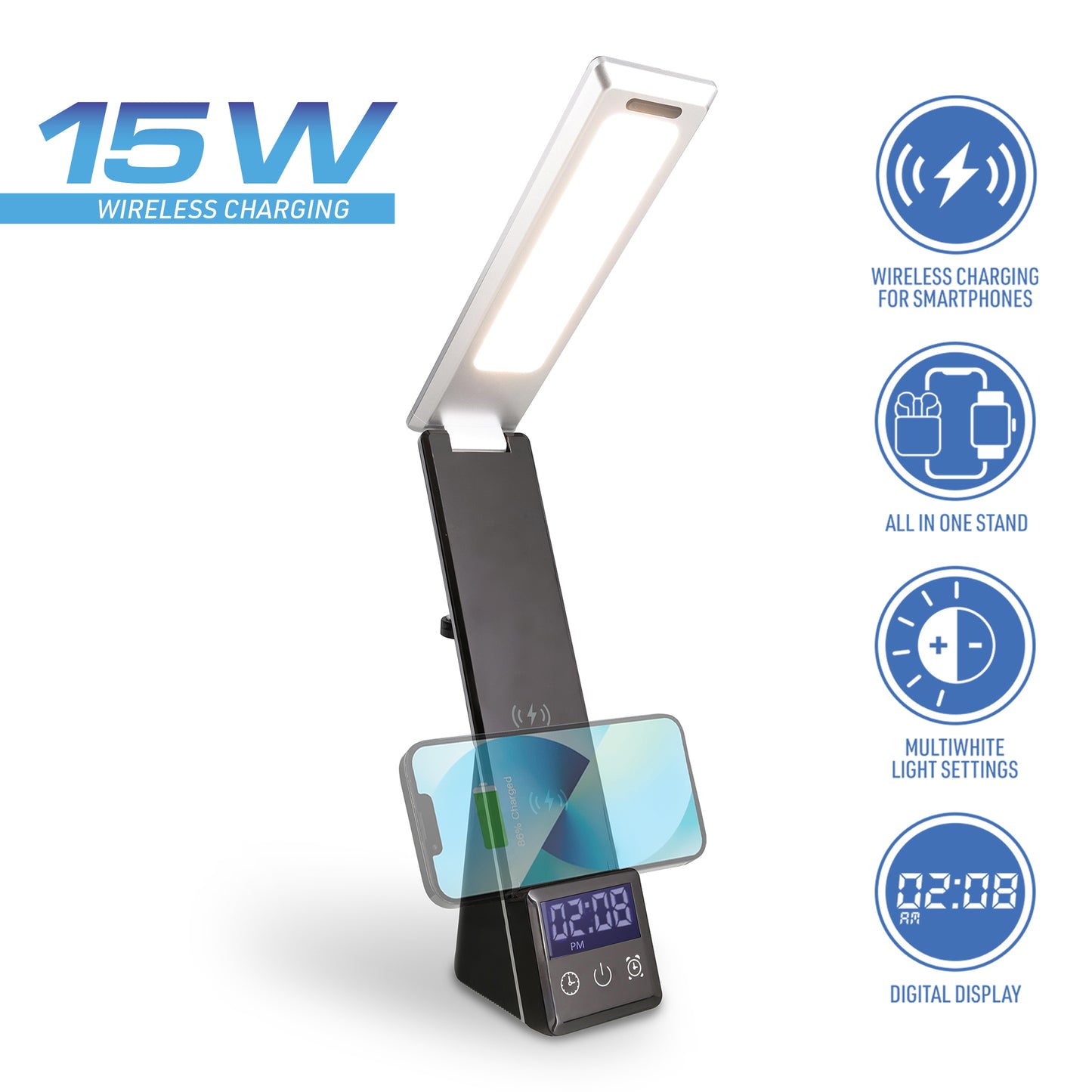 Xtreme™ 5 in 1 LED Desk Lamp with Wireless Smartphone Charger