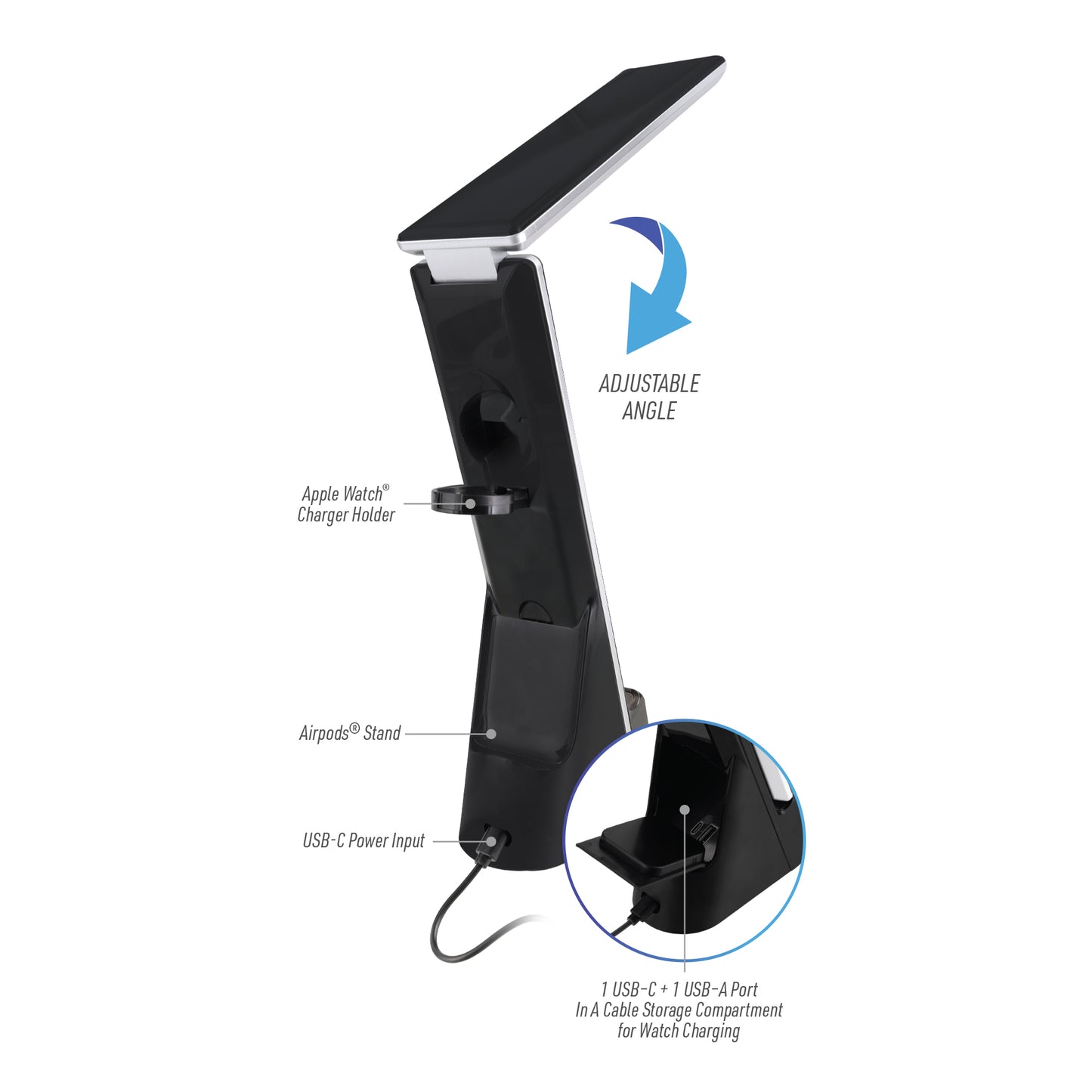 Xtreme™ 5 in 1 LED Desk Lamp with Wireless Smartphone Charger