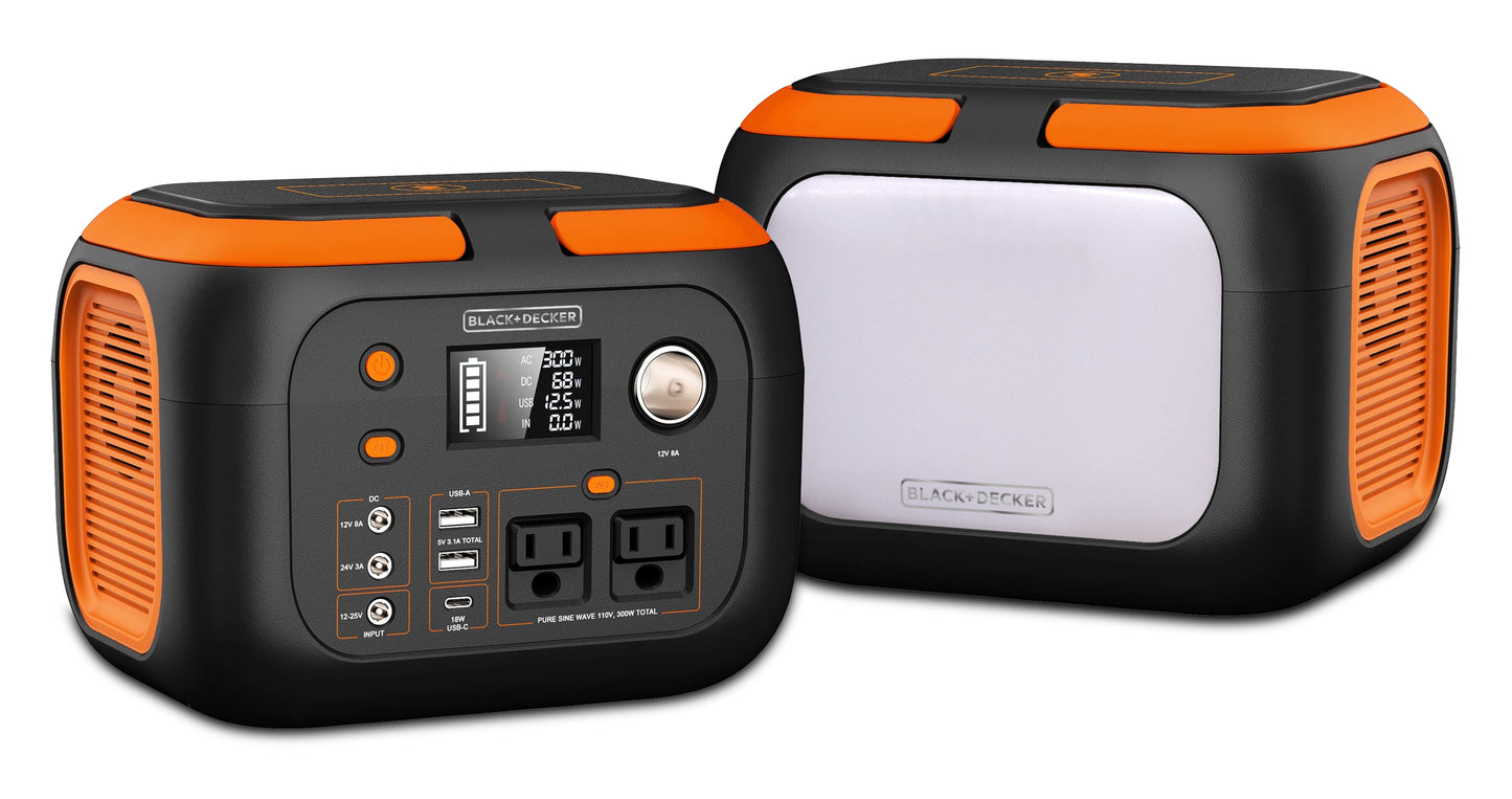 BLACK+DECKER® 300W Light and Power Station 296Wh with 8 Output Ports + 10W Wireless Charging