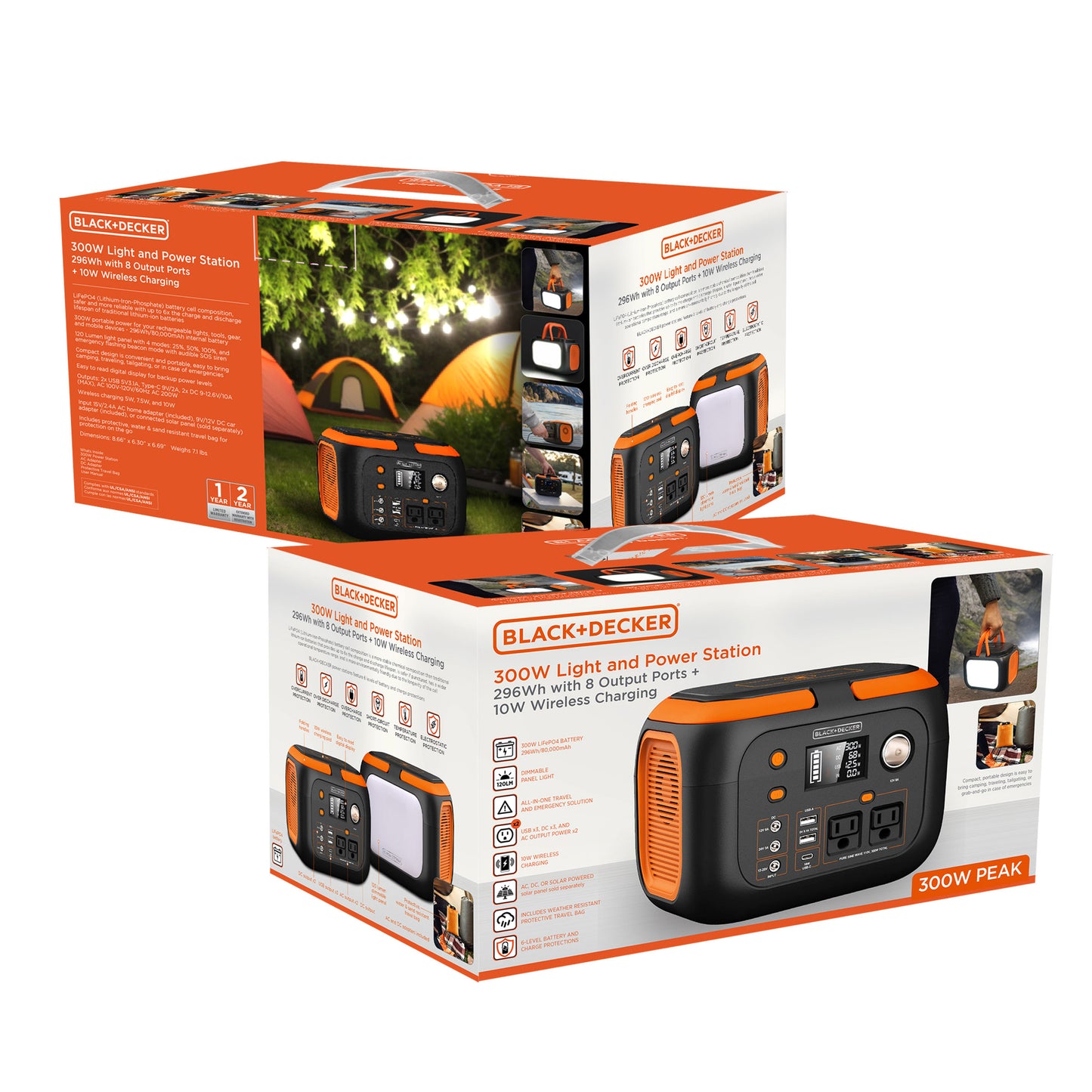 BLACK+DECKER® 300W Light and Power Station 296Wh with 8 Output Ports + 10W Wireless Charging