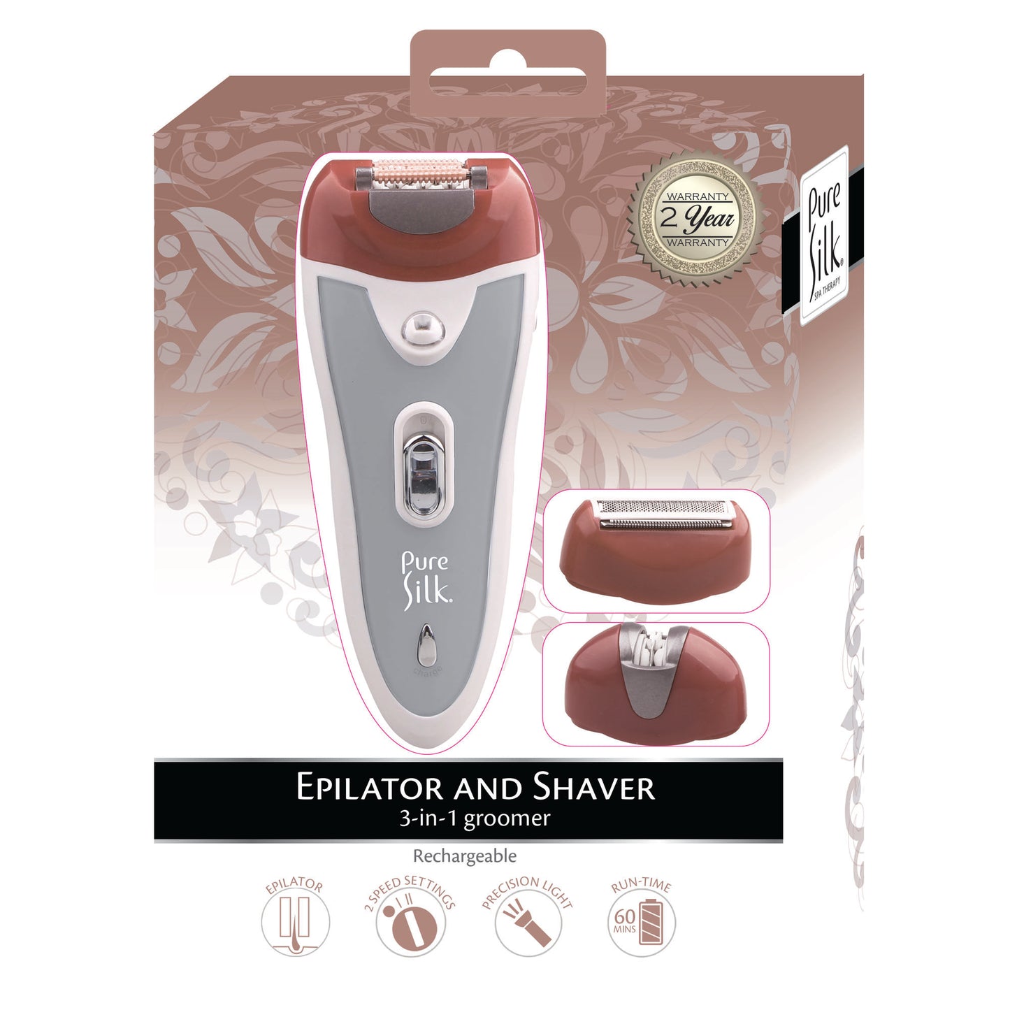 Pure Silk® Rechargeable 3 in 1 Epilator & Shaver