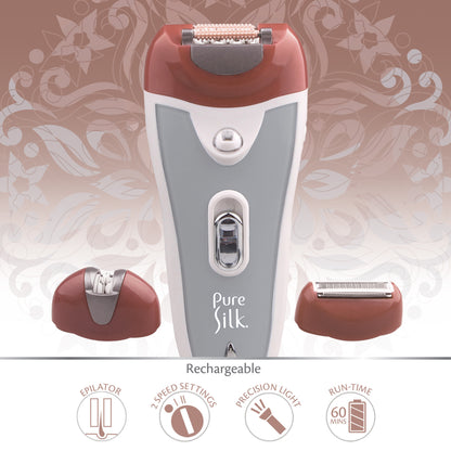 Pure Silk® Rechargeable 3-in-1 Epilator & Shaver