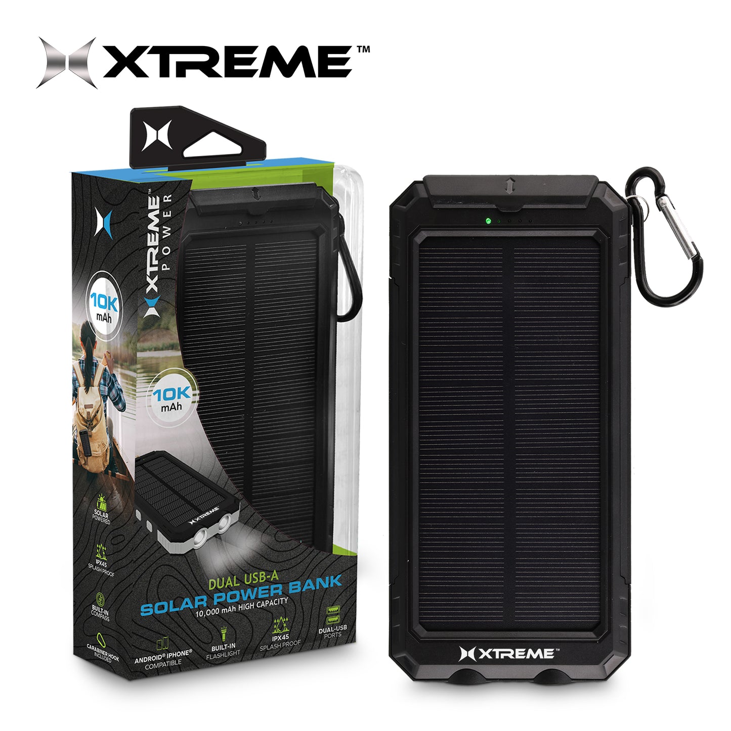 Xtreme™ Dual USB-A 10,000mAh Solar Power Bank