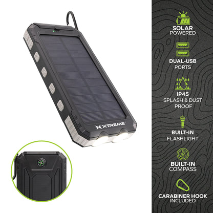 Xtreme™ Dual USB-A 10,000mAh Solar Power Bank